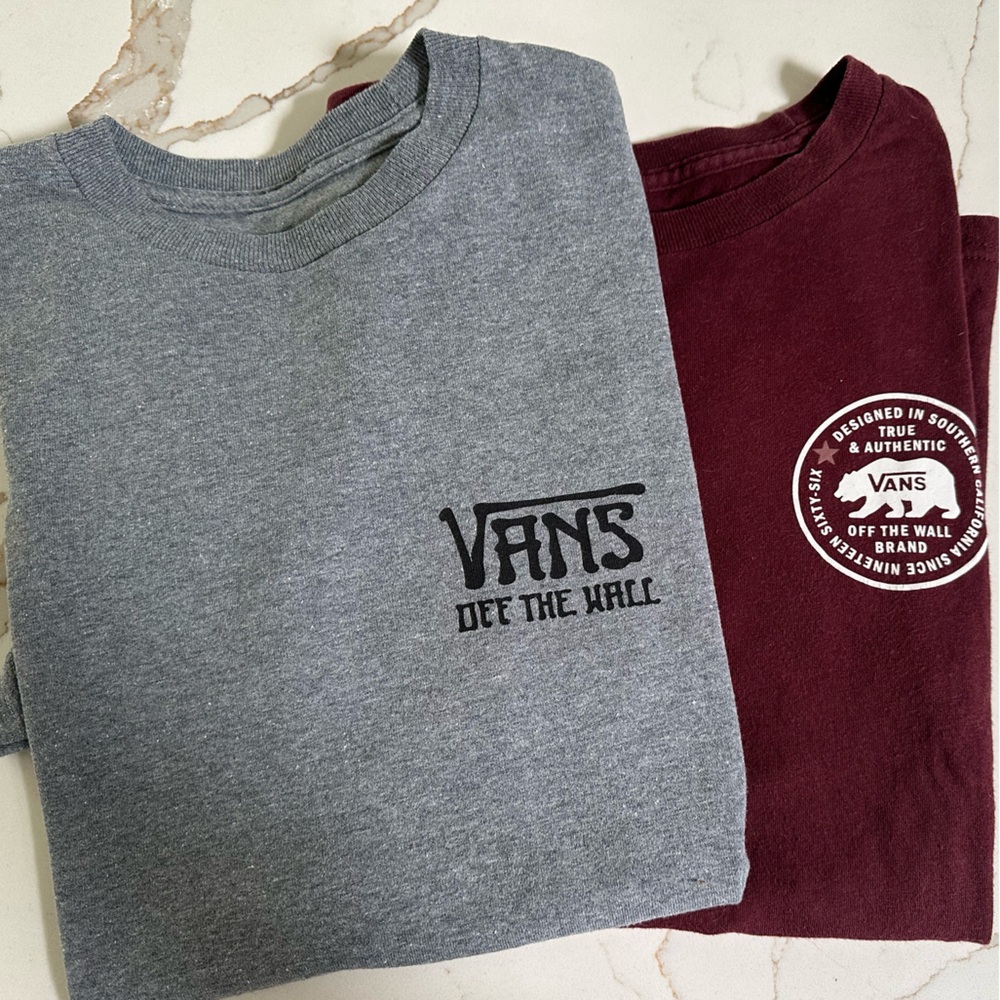 Vans Gray and Maroon Short Sleeve Tees